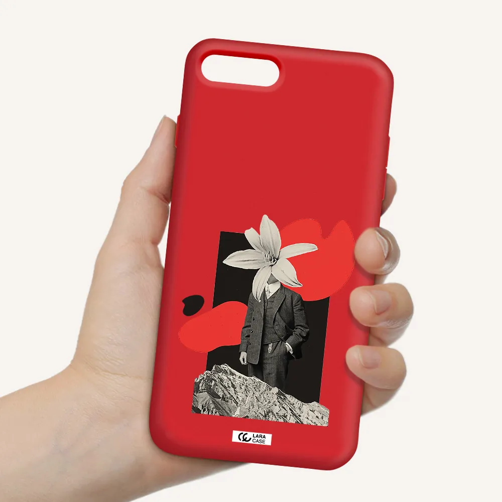 a man in a suit with a flower head Apple iPhone 7 plus Silicone Imperial Red Case