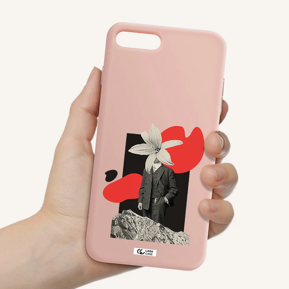 a man in a suit with a flower head Apple iPhone 7 plus Silicone pastel pink Case