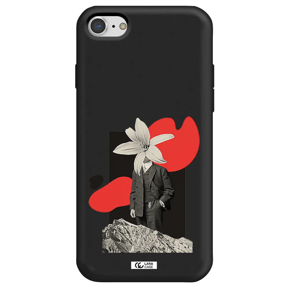 a man in a suit with a flower head Apple iPhone 7 Silicone black Case