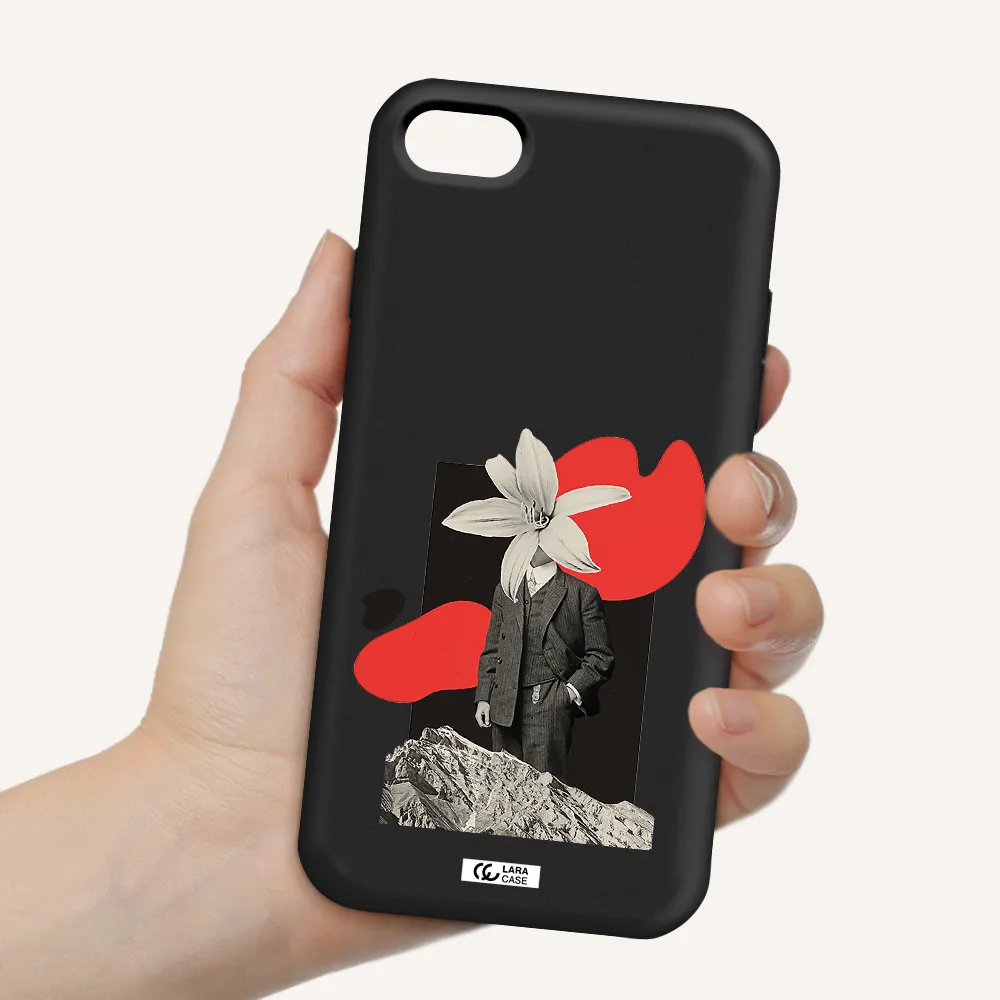 a man in a suit with a flower head Apple iPhone 7 Silicone black Case