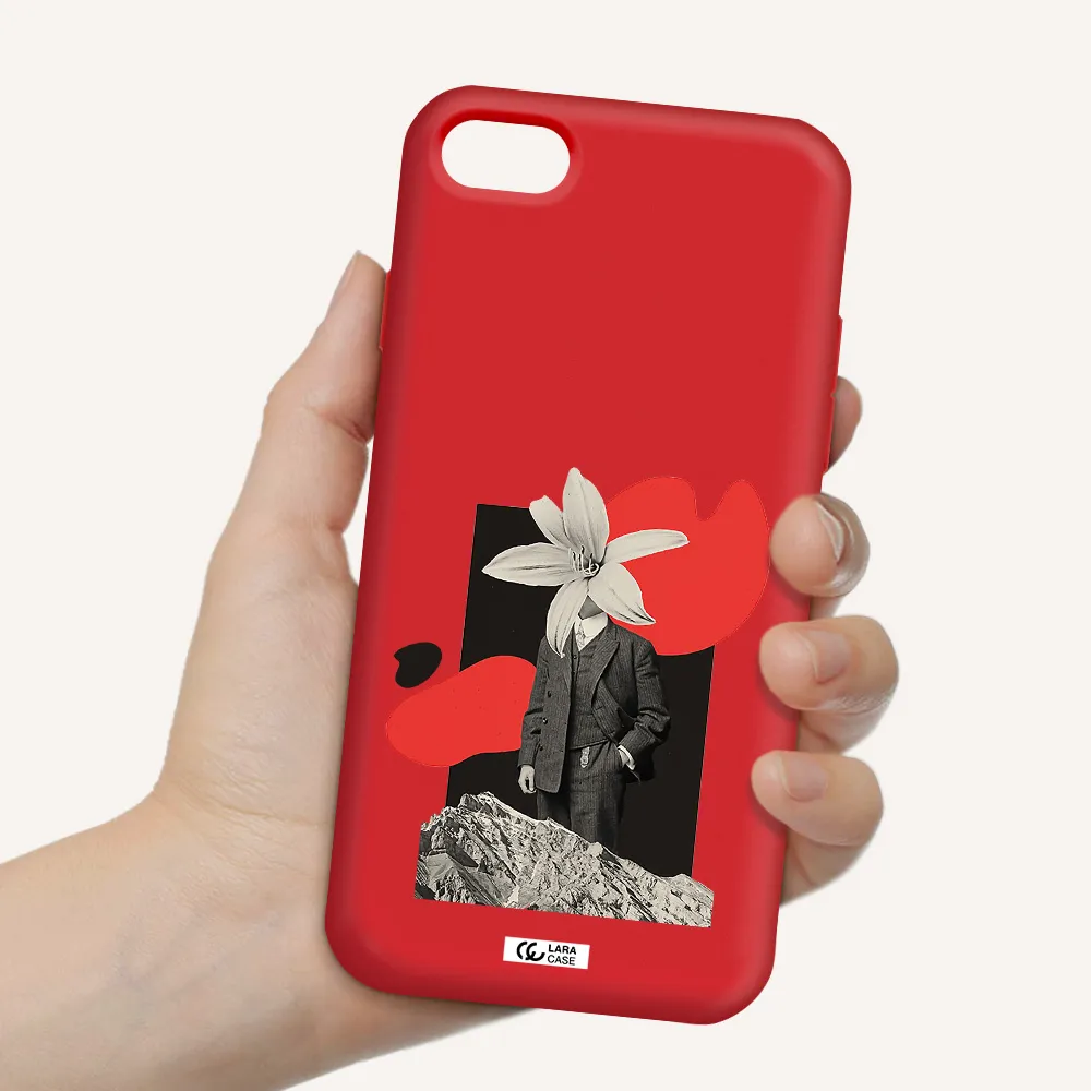 a man in a suit with a flower head Apple iPhone 7 Silicone Imperial Red Case
