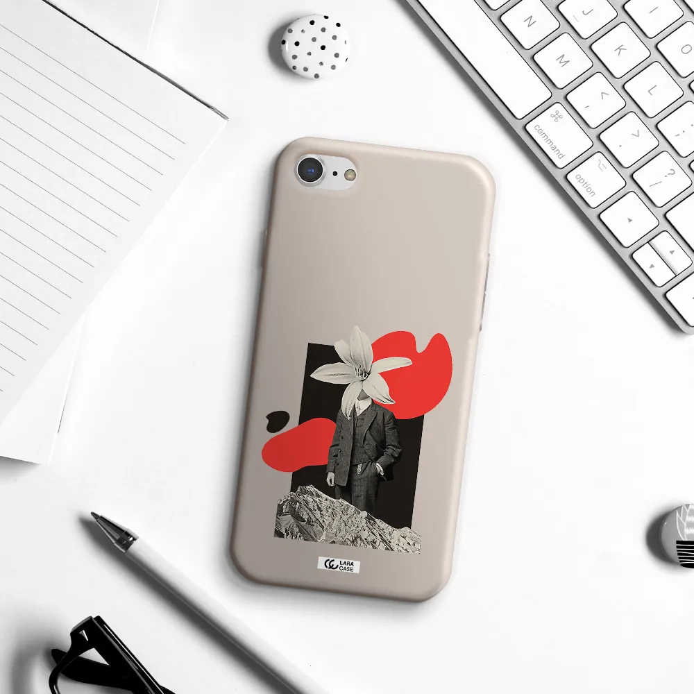 a man in a suit with a flower head Apple iPhone 7 Silicone Stone Case