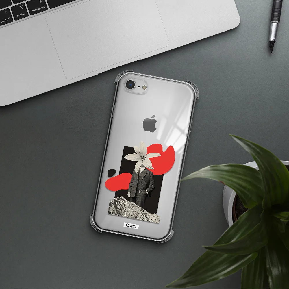 a man in a suit with a flower head Apple iPhone 8 Clear PC Case
