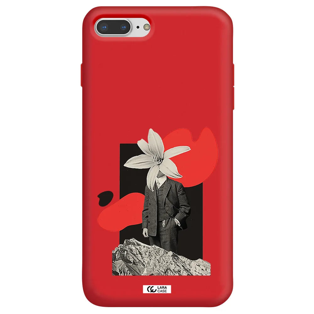 a man in a suit with a flower head Apple iPhone 8 plus Silicone Imperial Red Case