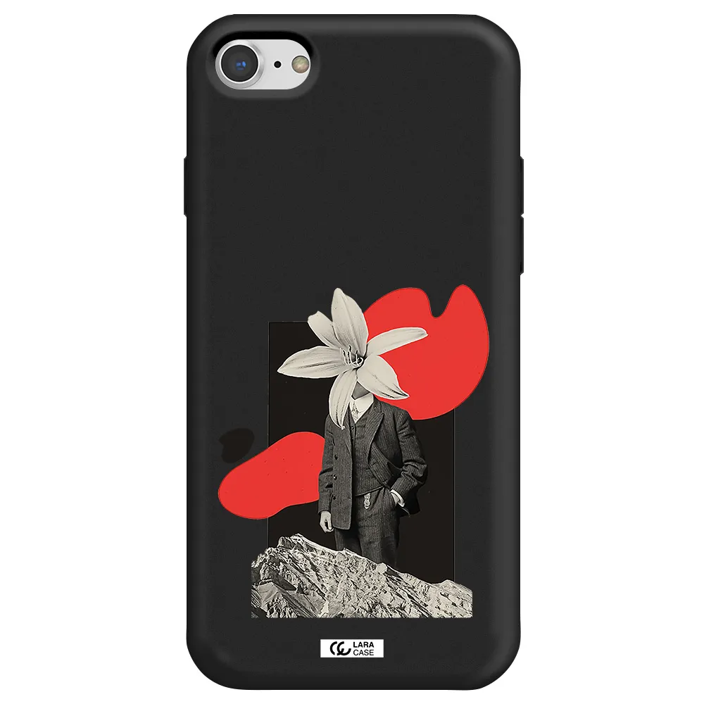 a man in a suit with a flower head Apple iPhone 8 Silicone black Case