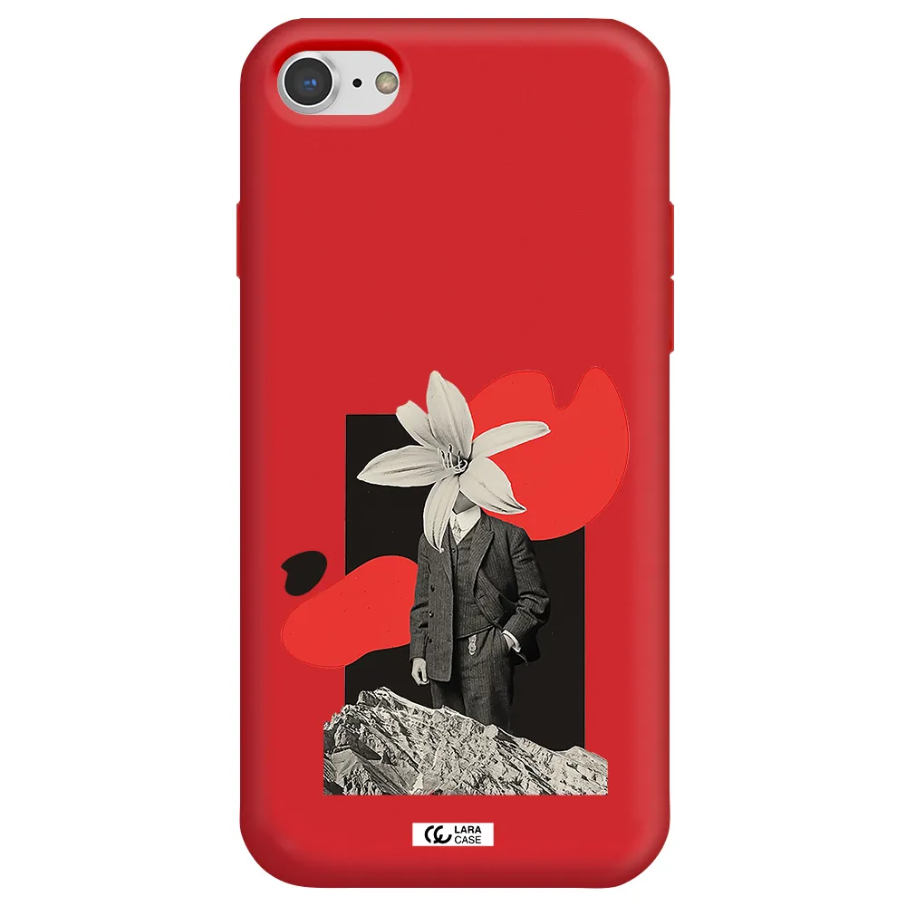 a man in a suit with a flower head Apple iPhone 8 Silicone Imperial Red Case
