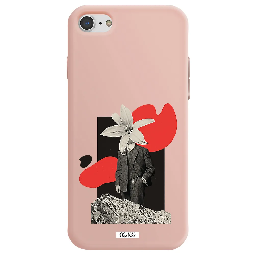 a man in a suit with a flower head Apple iPhone 8 Silicone pastel pink Case