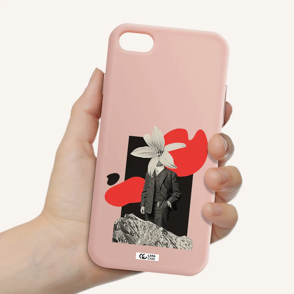 a man in a suit with a flower head Apple iPhone 8 Silicone pastel pink Case