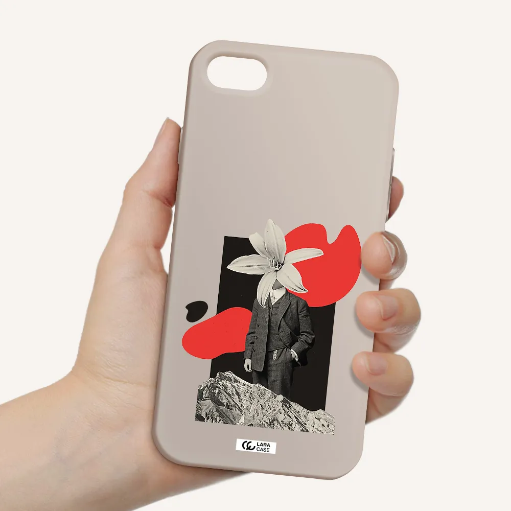 a man in a suit with a flower head Apple iPhone 8 Silicone Stone Case