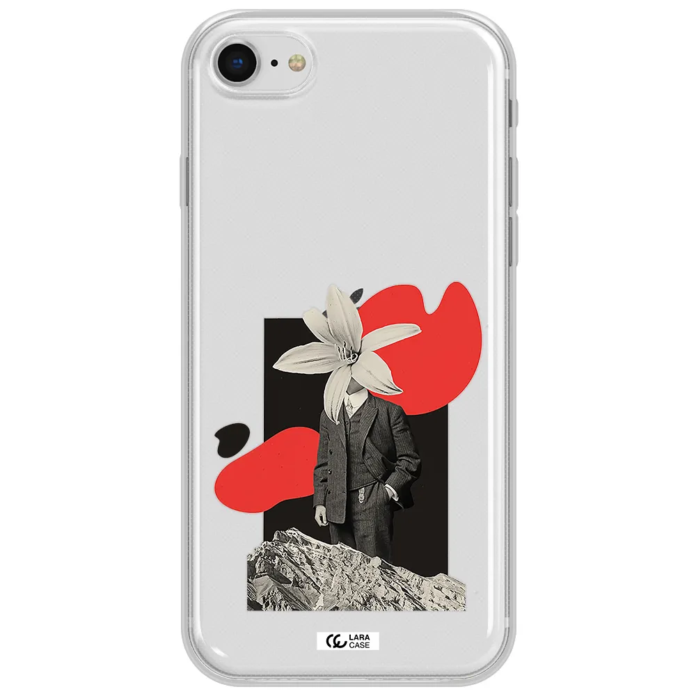 A Man In A Suit With A Flower Head Apple Iphone Se 2020 Clear Tpu Case
