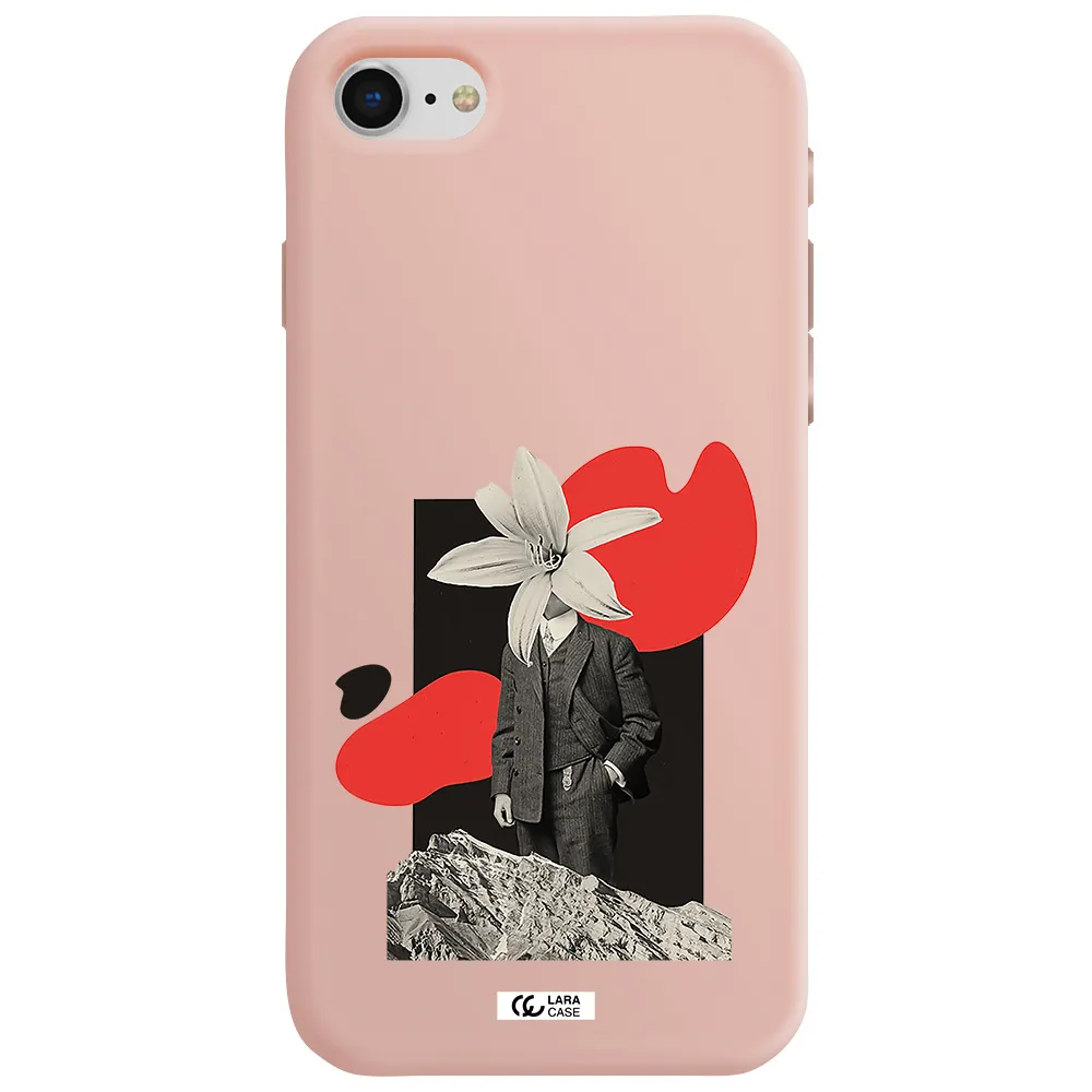 a man in a suit with a flower head Apple iPhone se 2020 Silicone pastel pink Case