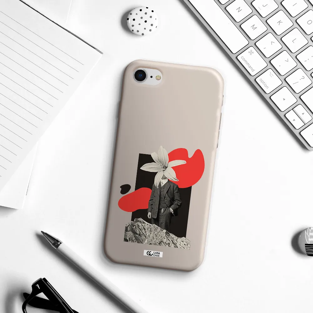 a man in a suit with a flower head Apple iPhone se 2020 Silicone Stone Case