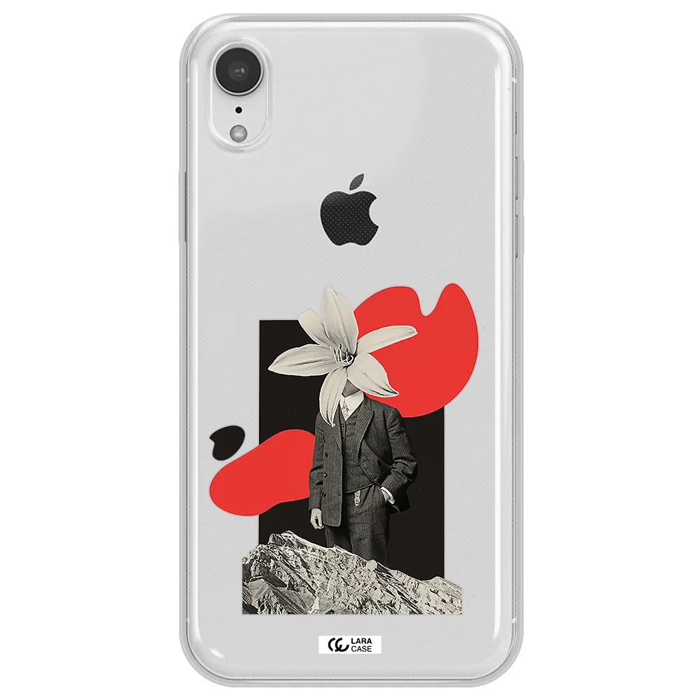 a man in a suit with a flower head Apple iPhone XR Clear TPU Case