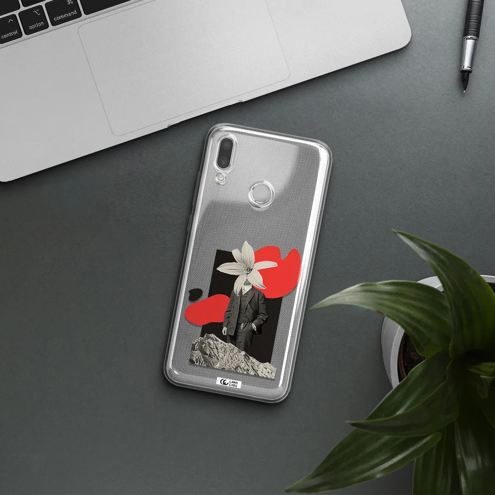 a man in a suit with a flower head Huawei P Smart 2019 Clear TPU Case