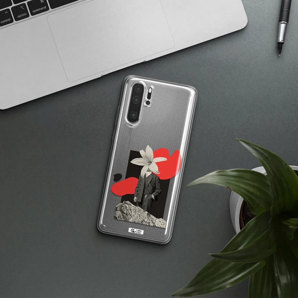 a man in a suit with a flower head Huawei P30 Pro Clear TPU Case