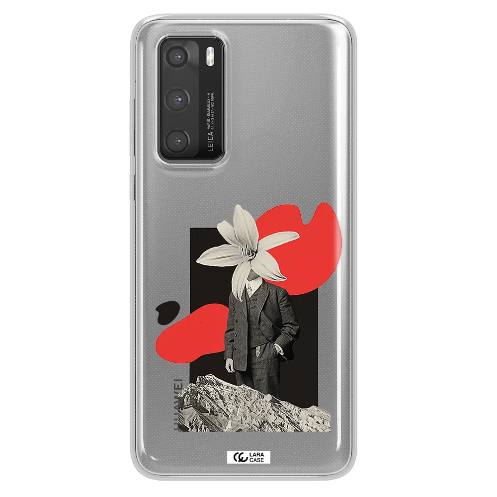 a man in a suit with a flower head Huawei P40 Clear TPU Case