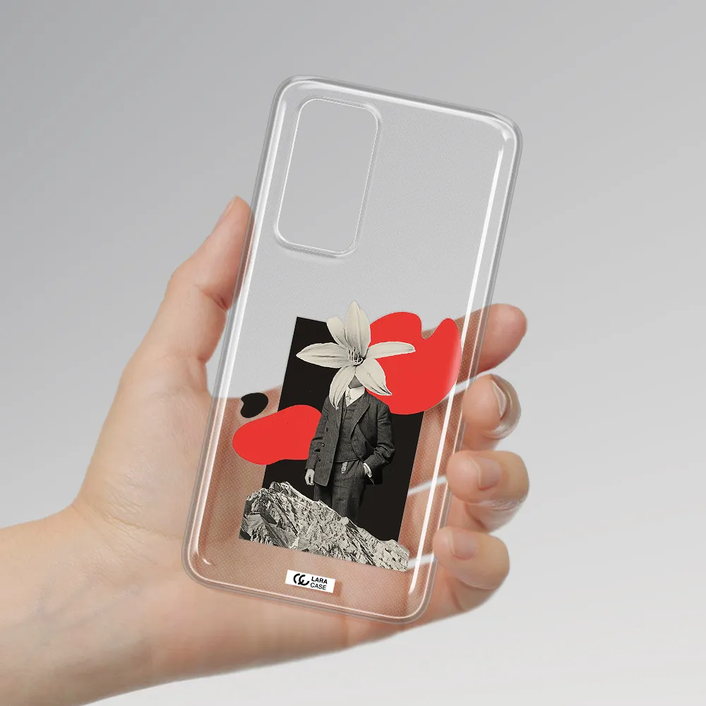 a man in a suit with a flower head Huawei P40 Clear TPU Case