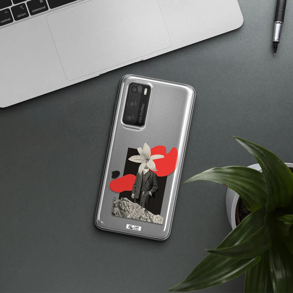 a man in a suit with a flower head Huawei P40 Clear TPU Case
