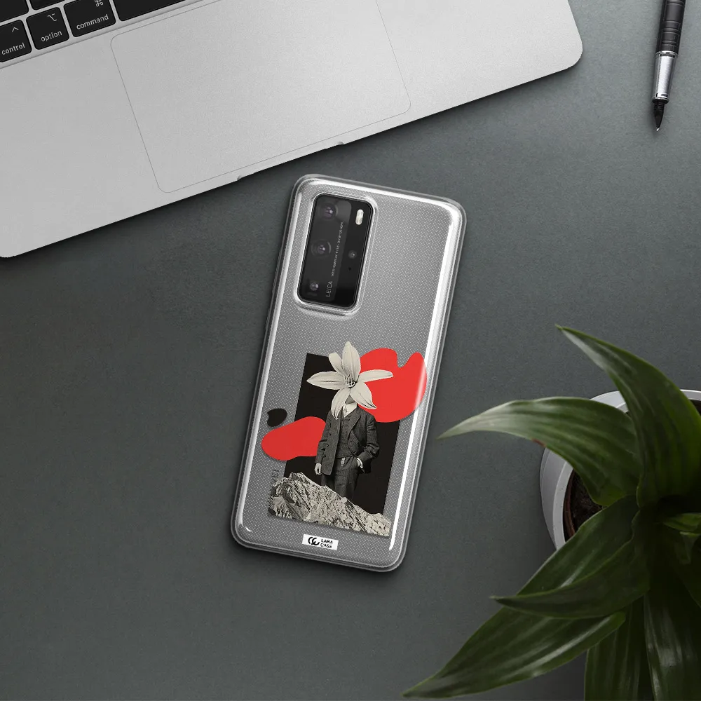 a man in a suit with a flower head Huawei P40 Pro Clear TPU Case