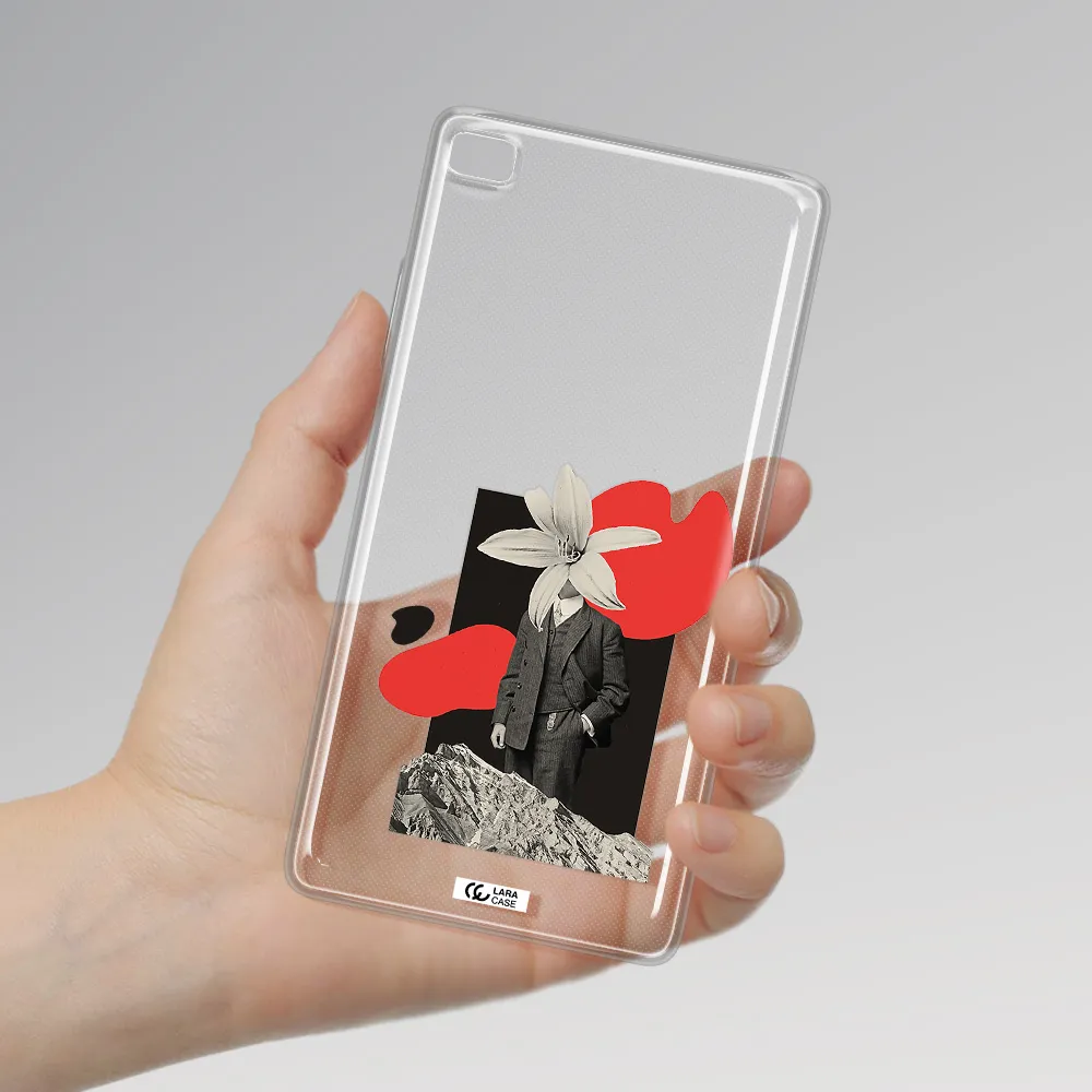 a man in a suit with a flower head Huawei P8 Clear TPU Case