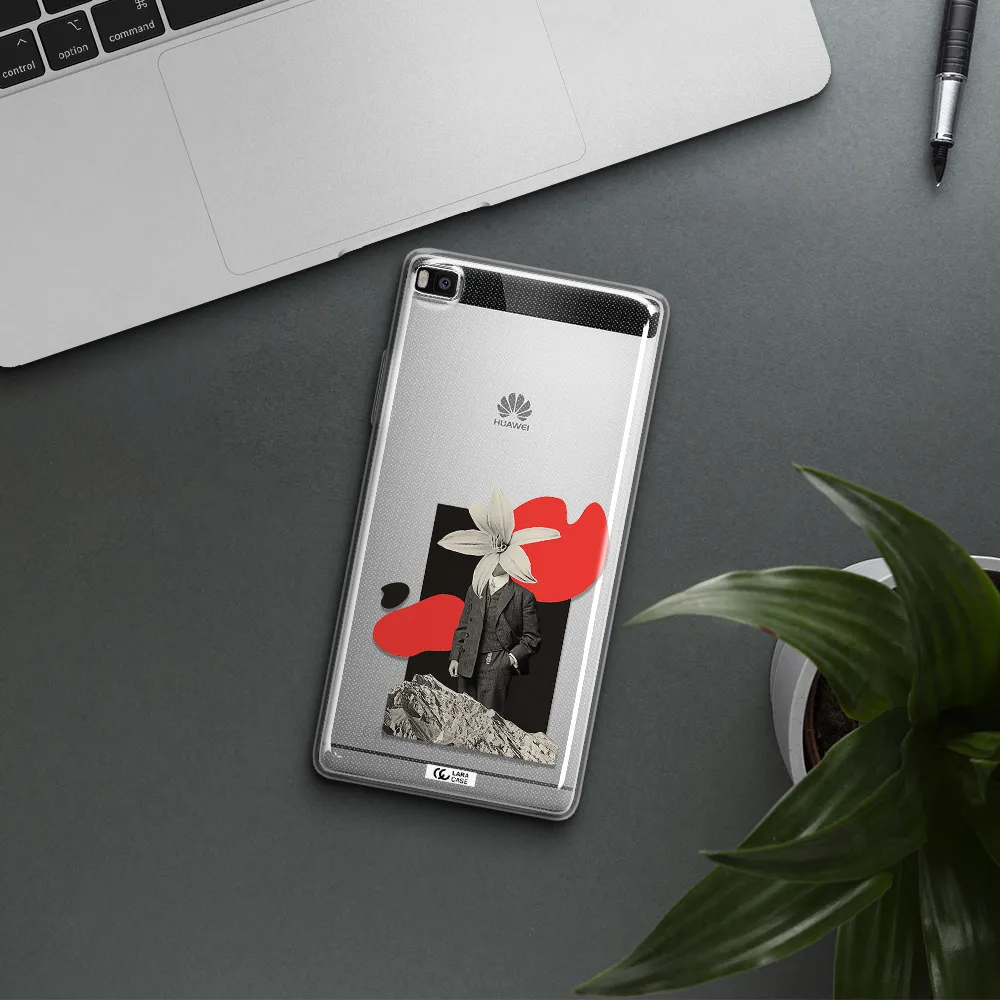 a man in a suit with a flower head Huawei P8 Clear TPU Case