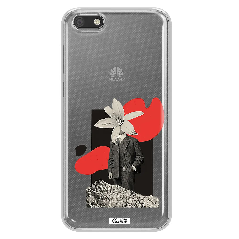 a man in a suit with a flower head Huawei Y5 2018 Clear TPU Case