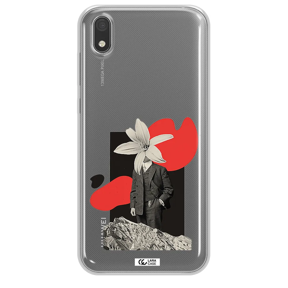 a man in a suit with a flower head Huawei Y5 2019 Clear TPU Case