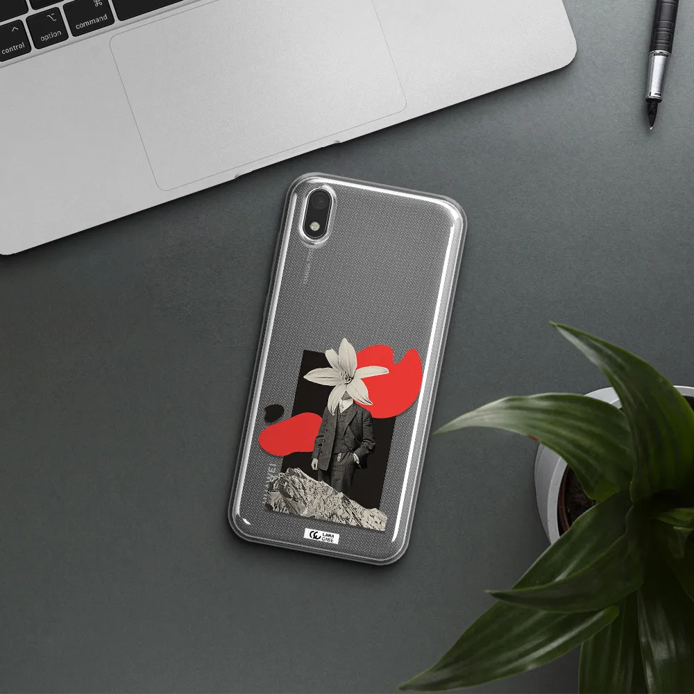 a man in a suit with a flower head Huawei Y5 2019 Clear TPU Case