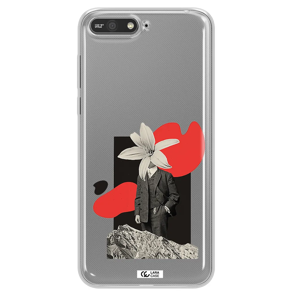 a man in a suit with a flower head Huawei Y6 2018 Clear TPU Case