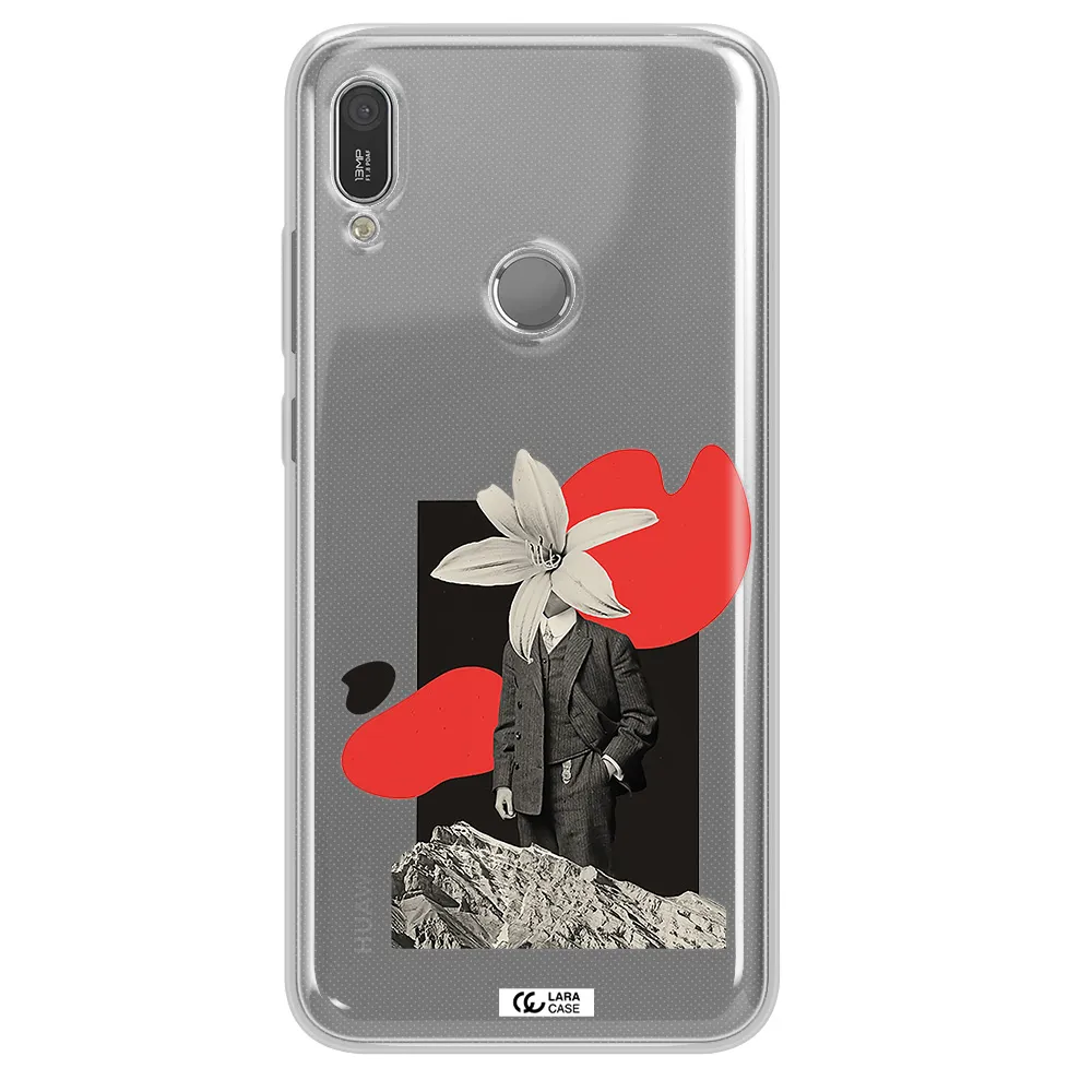 a man in a suit with a flower head Huawei Y6 2019 Clear TPU Case
