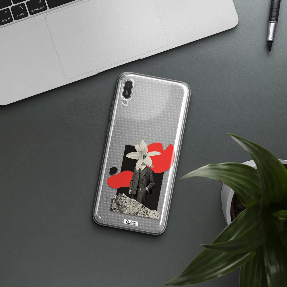 a man in a suit with a flower head Huawei Y6 Pro 2019 Clear TPU Case