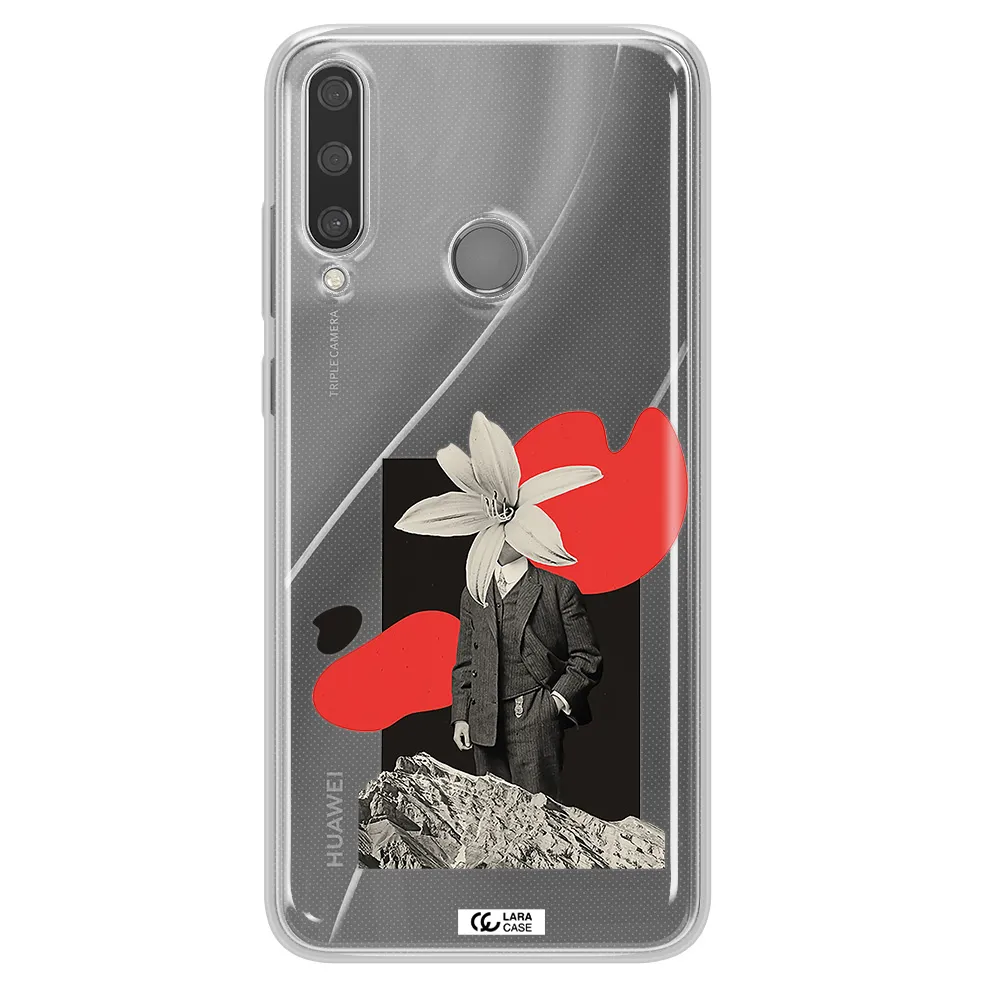 a man in a suit with a flower head Huawei Y6P Clear TPU Case