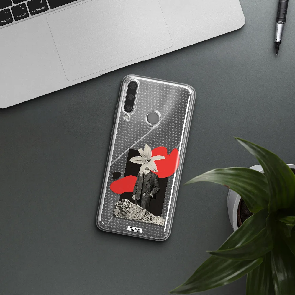 a man in a suit with a flower head Huawei Y6P Clear TPU Case
