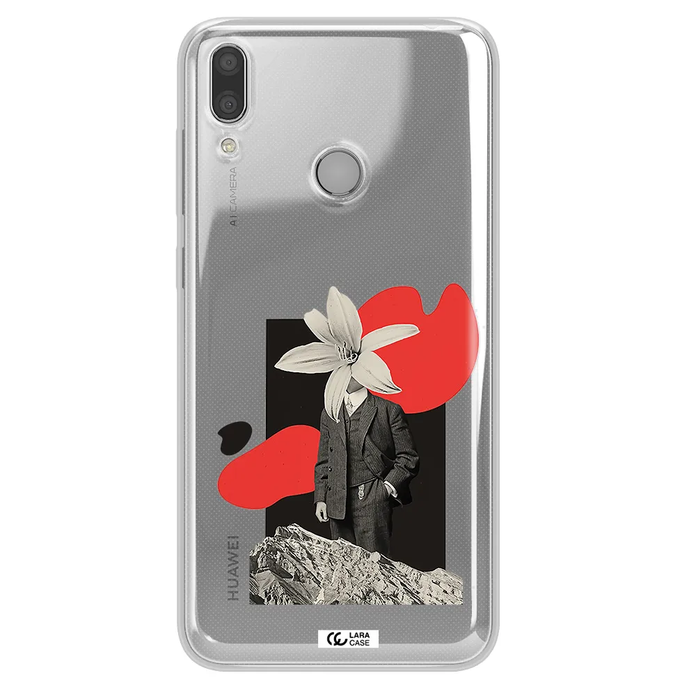 a man in a suit with a flower head Huawei Y7 2019 Clear TPU Case