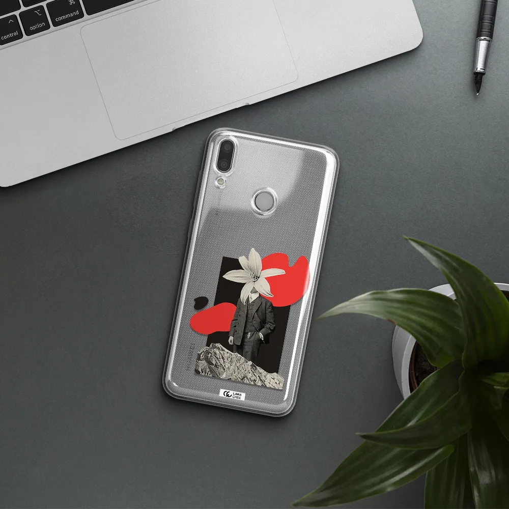 a man in a suit with a flower head Huawei Y7 2019 Clear TPU Case