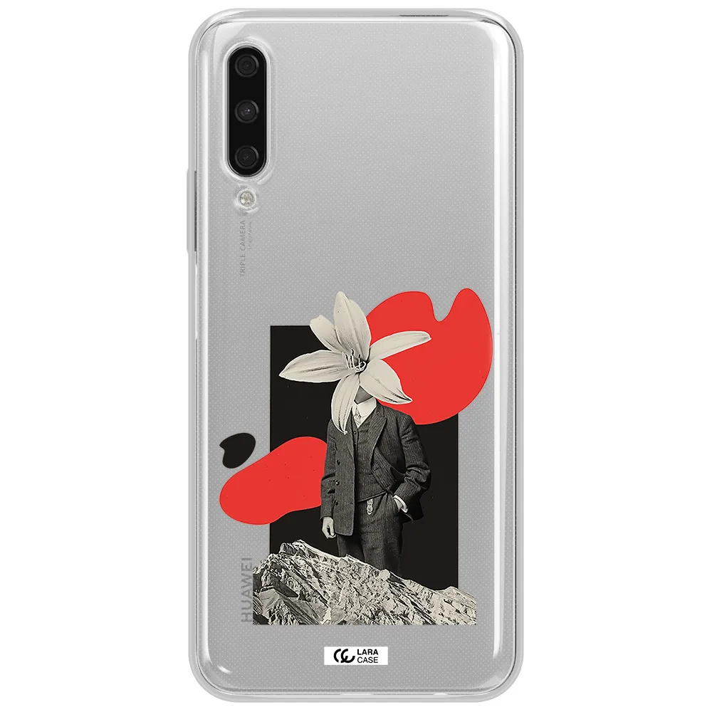 A Man In A Suit With A Flower Head Huawei Y9S Clear Tpu Case