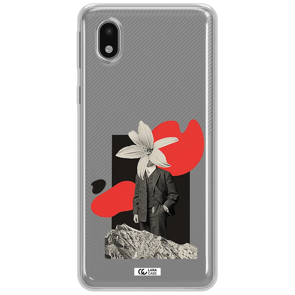 A Man In A Suit With A Flower Head Samsung A01 Core Clear Tpu Case