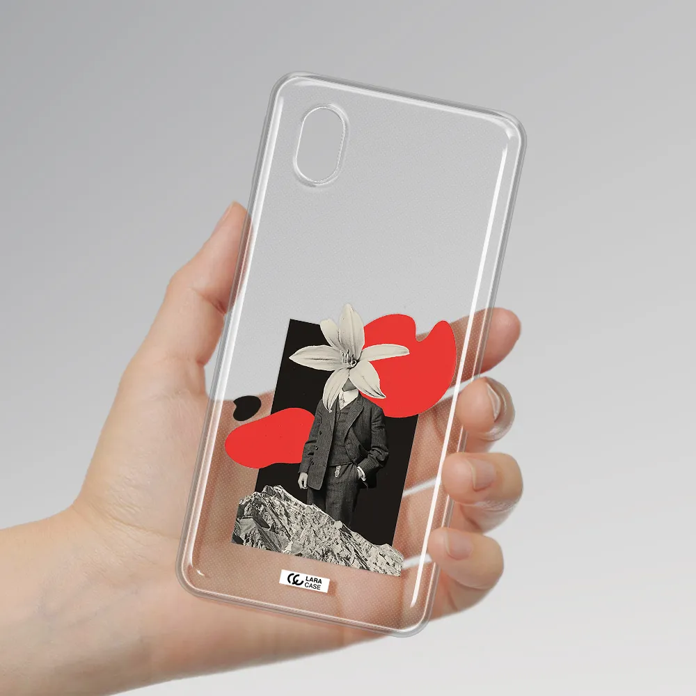A Man In A Suit With A Flower Head Samsung A01 Core Clear Tpu Case