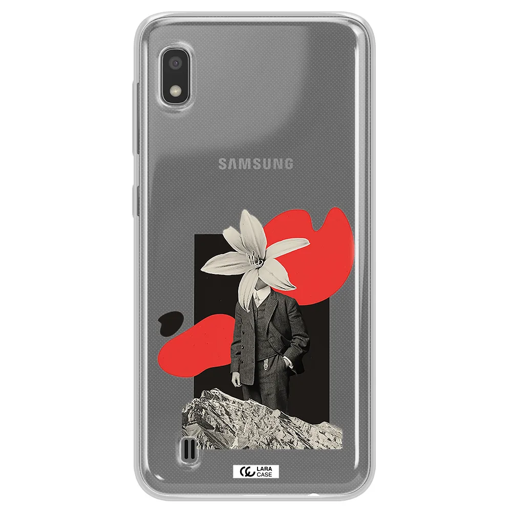 a man in a suit with a flower head Samsung A10 Clear TPU Case