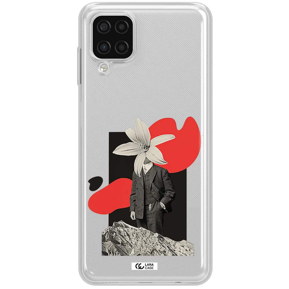 a man in a suit with a flower head Samsung A12 4g Clear TPU Case