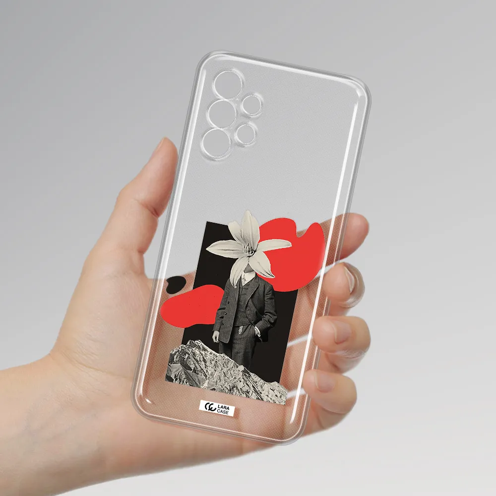 a man in a suit with a flower head Samsung A13 4g Clear TPU Case