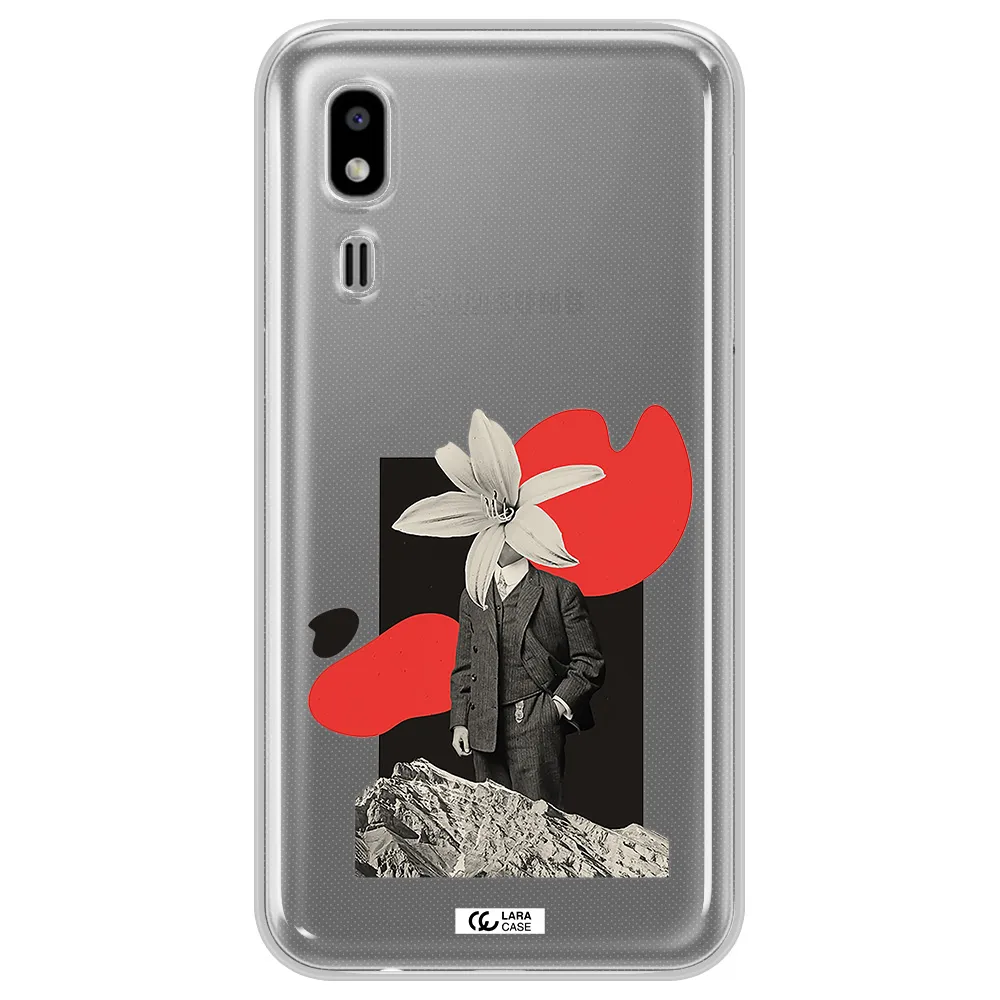 a man in a suit with a flower head Samsung A2 Core Clear TPU Case