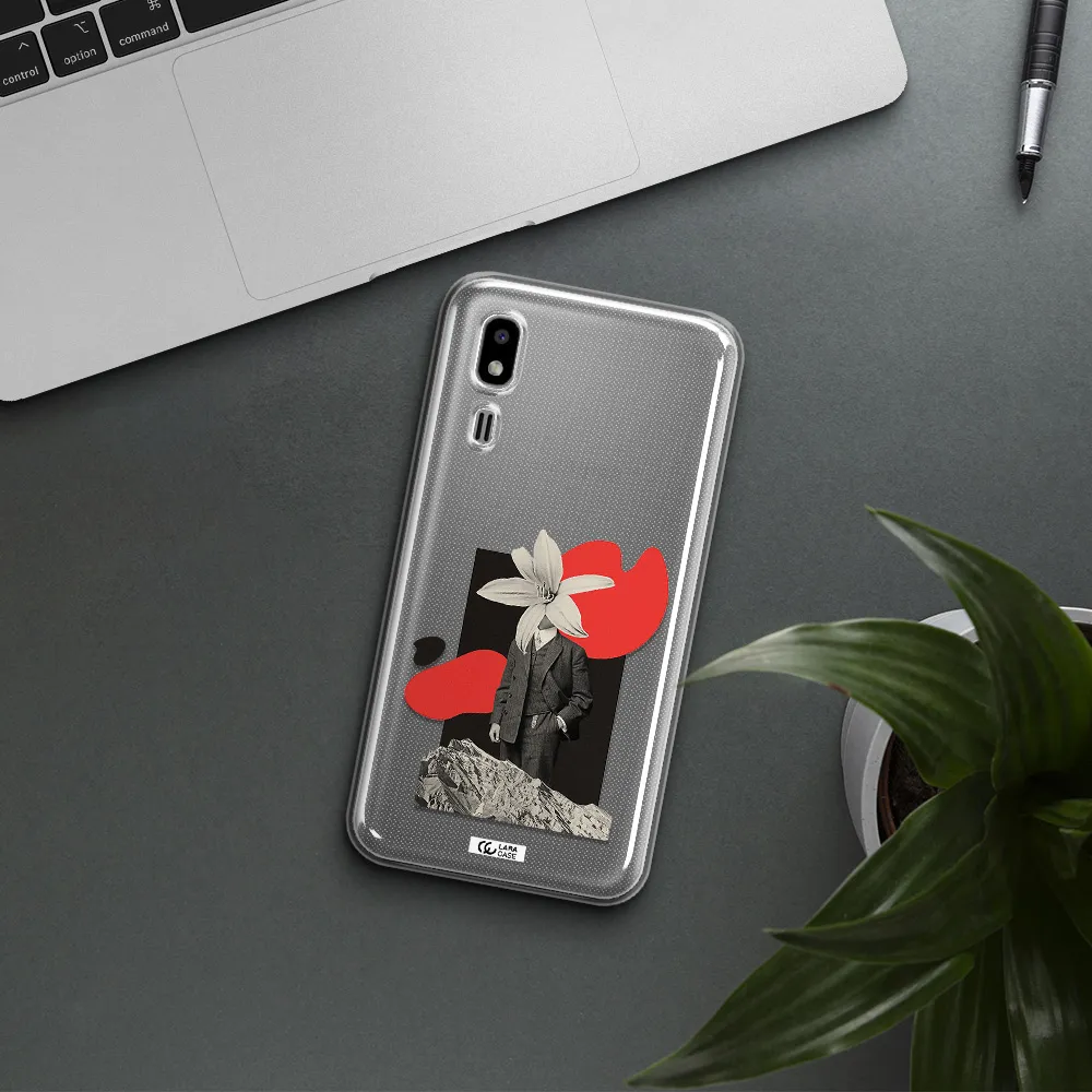 a man in a suit with a flower head Samsung A2 Core Clear TPU Case