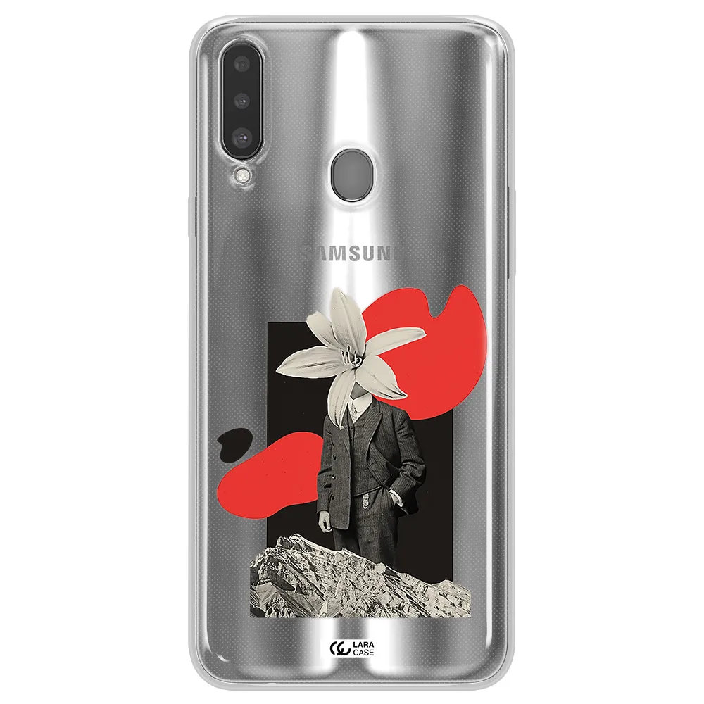 a man in a suit with a flower head Samsung A20S Clear TPU Case