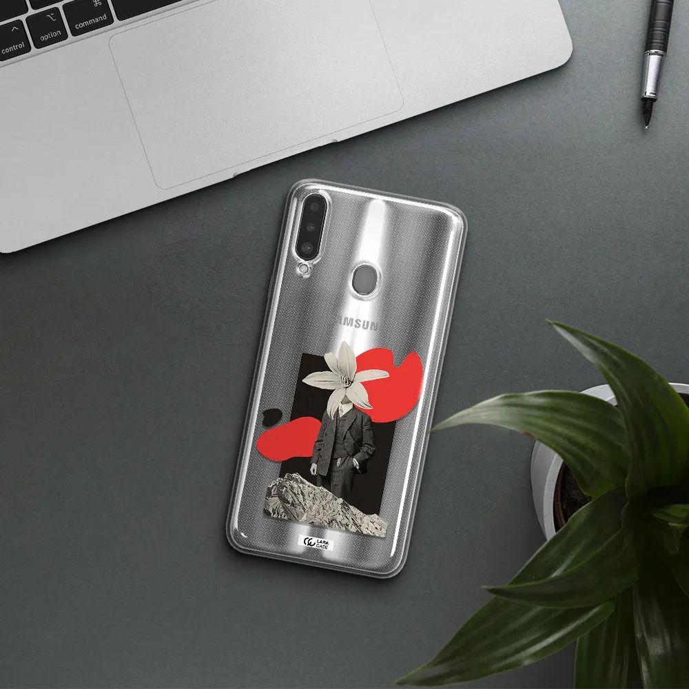 a man in a suit with a flower head Samsung A20S Clear TPU Case