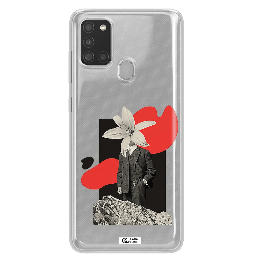 a man in a suit with a flower head Samsung A21S Clear TPU Case