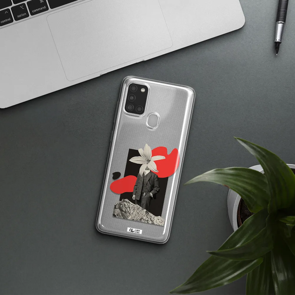 a man in a suit with a flower head Samsung A21S Clear TPU Case
