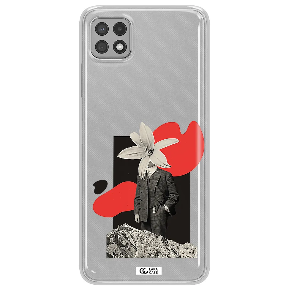 a man in a suit with a flower head Samsung A22 5g Clear TPU Case