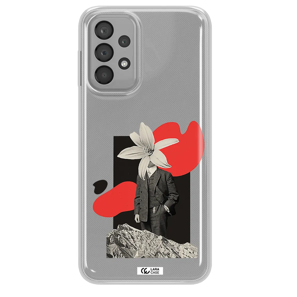 a man in a suit with a flower head Samsung A33 Clear TPU Case