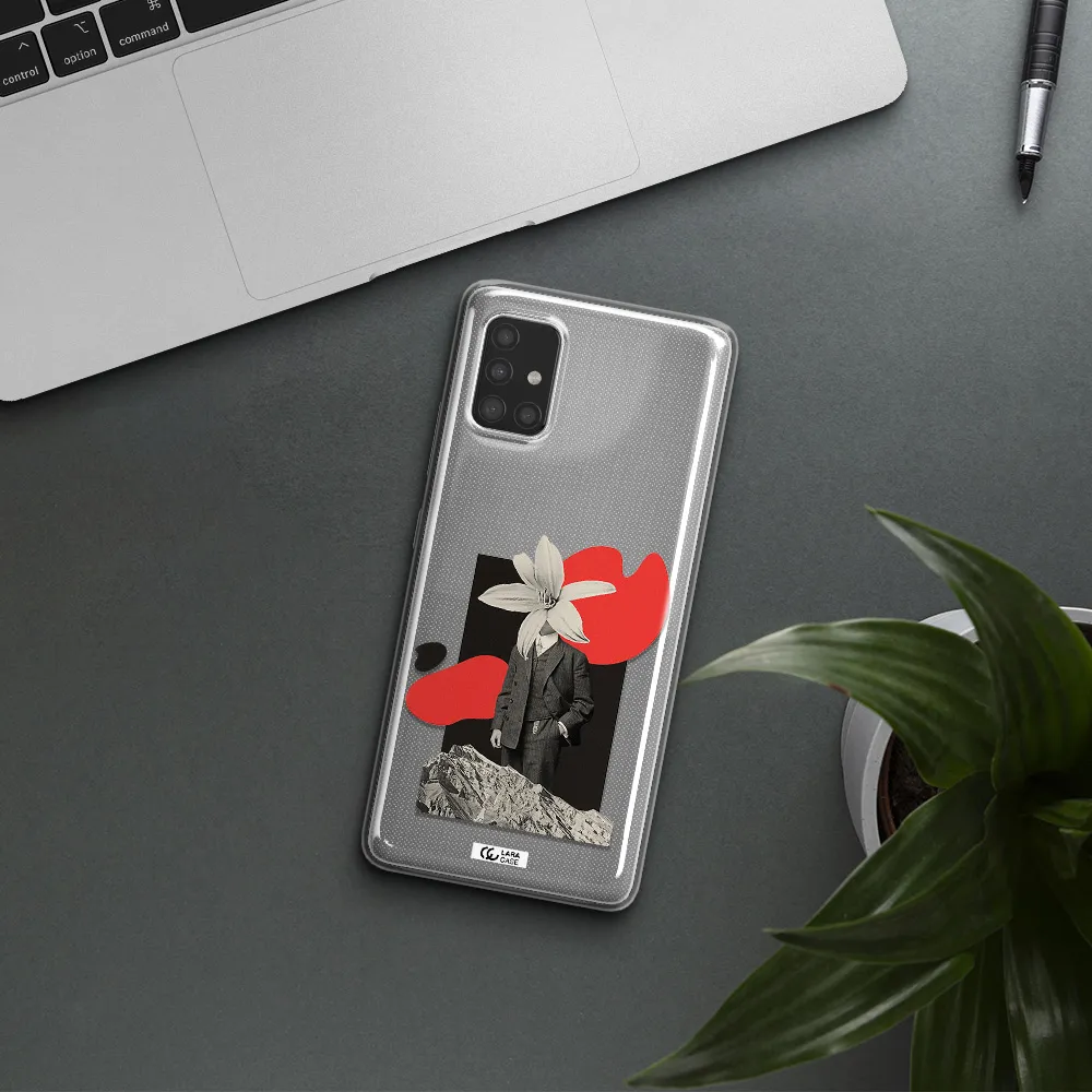 a man in a suit with a flower head Samsung A51 Clear TPU Case
